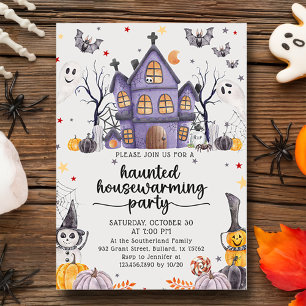Hemma i Halloween Houseuppvärmning Party Inbjudningar