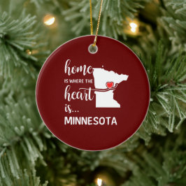 Hemma i Minnesota är hjärtat Julgransprydnad Keramik