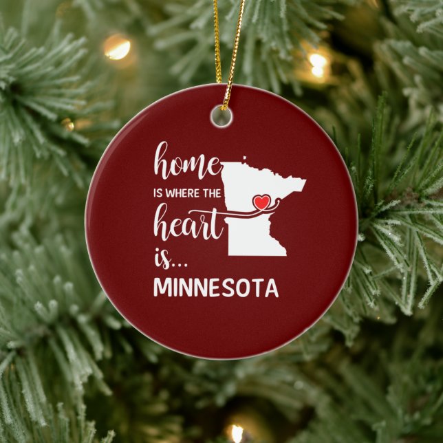 Hemma i Minnesota är hjärtat Julgransprydnad Keramik (Träd)