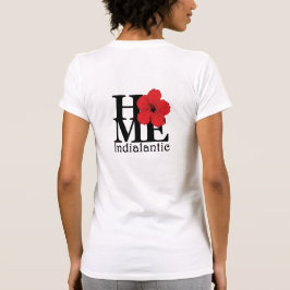 HEMMA Indialantisk Red Hibiscus (Tillbaka Skriv ut T Shirt