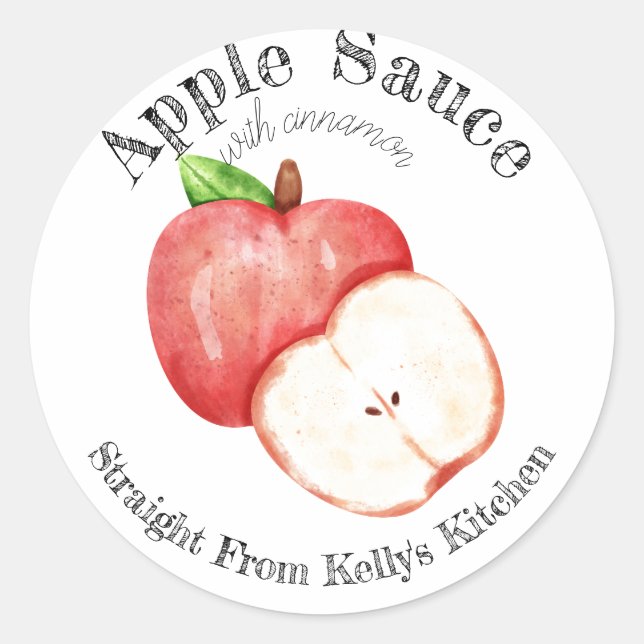 Hemma Inlagd Äpple-Kanel Sås Etikett (Framsida)