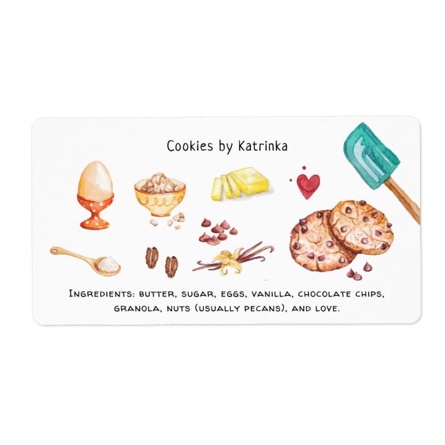 Hemma Köks Bageri Mat Ingrediens | Kakor Fraktsedel (Framsidan)