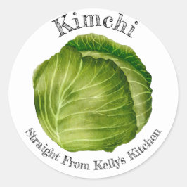 Hemma Konservering Företag Kål Kimchi Matetikett Runt Klistermärke