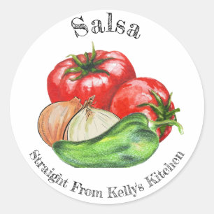 Hemma Konserveringsverksamhet Tomat Salsa Matetike Runt Klistermärke
