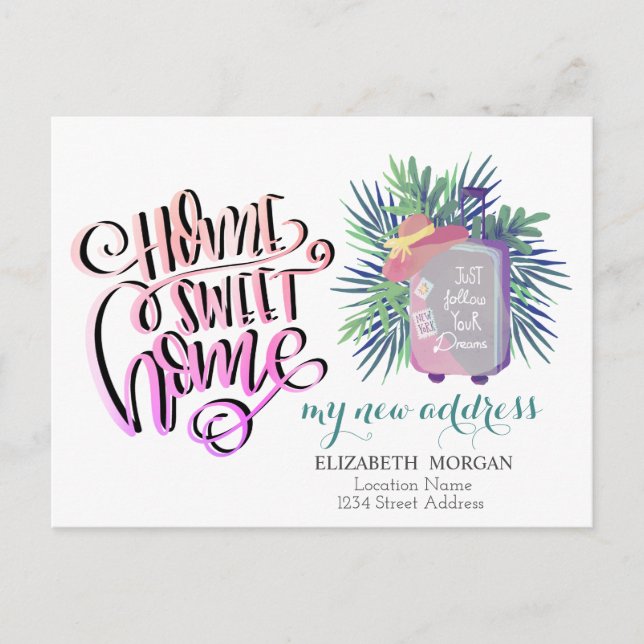 Hemma Ljuva Hem,Resväskans Palmblad Ny Alamatör Meddelande Vykort (Framsida)