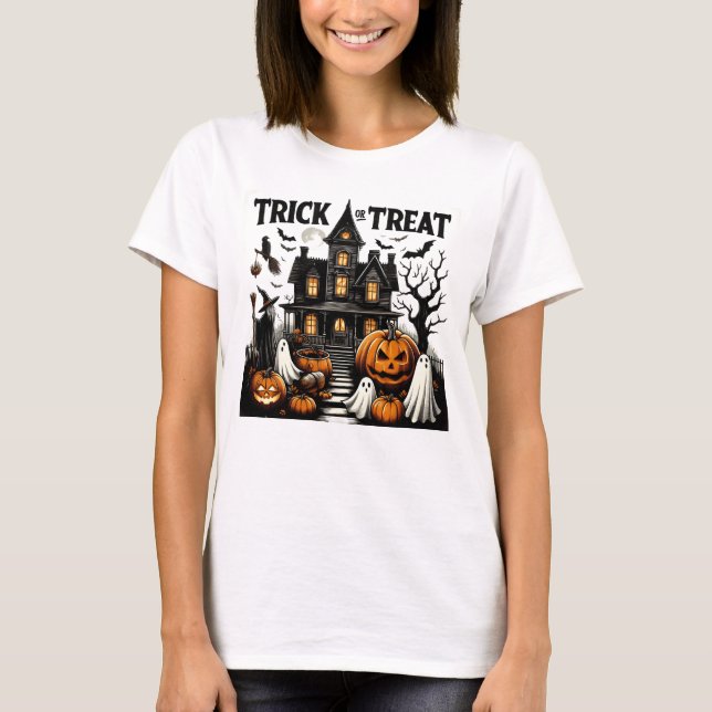 Hemma med pumpor och spöken! t shirt (Framsida)