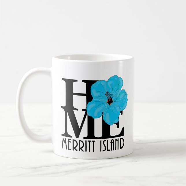 HEMMA Merritt Island 11oz blue hibiscus Kaffemugg (Vänster)