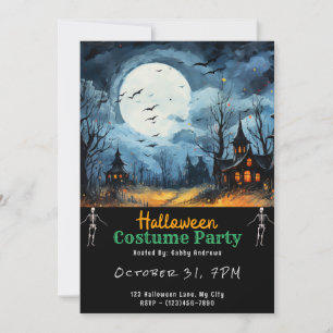 Hemma Moon Fladdermus Black Halloween Inbjudningar