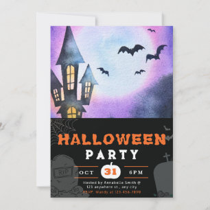 Hemma Moon Fladdermus Black Halloween Inbjudningar