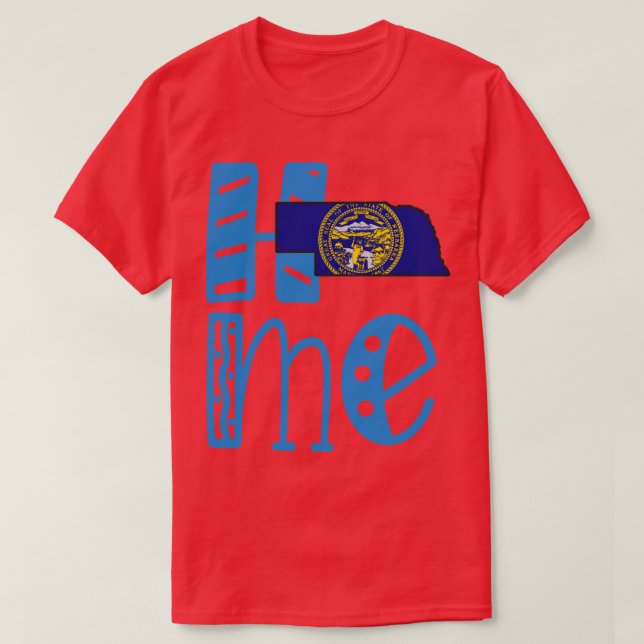 Hemma Nebraska i Art Block Brev T Shirt (Design framsida)