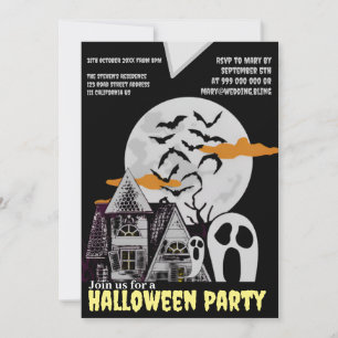 Hemma och flyg Fladdermus Halloween-inbjudan Inbjudningar