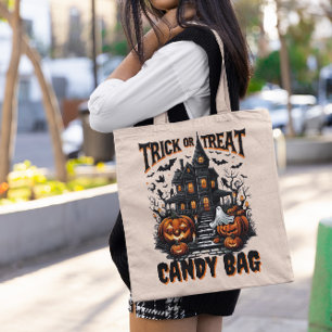 Hemma och pumpor för Halloween Tygkasse