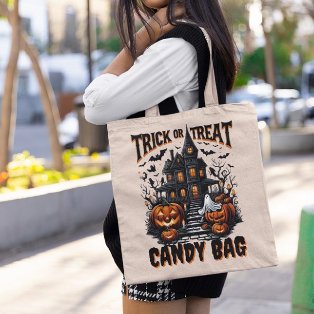 Hemma och pumpor för Halloween Tygkasse (Skapare uppladdad)