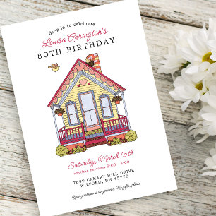 Hemma Party 80:e födelsedag Inbjudningar