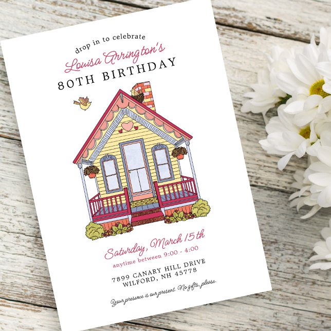 Hemma Party 80:e födelsedag Inbjudningar (Skapare uppladdad)