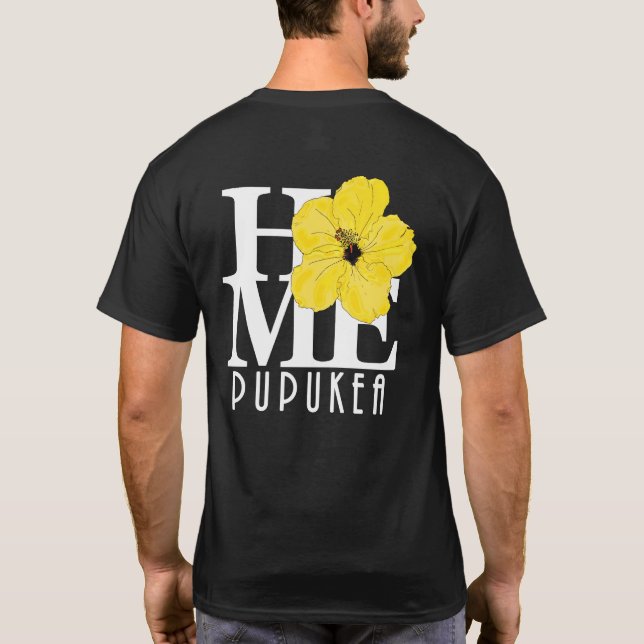 HEMMA Pupukea-Gult Hibiscus (återutskrift) T Shirt (Baksida)