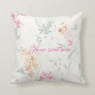 Hemma, söt blommigt boho rosa gult teal kudde