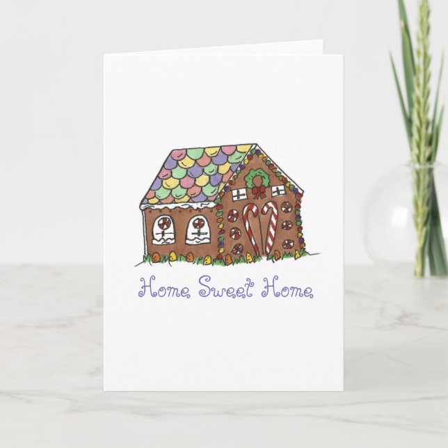 Hemma Sött Hem Pepparkakshus Husvärmning Kort (Framsida)