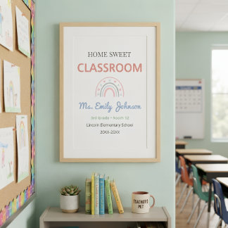 Hemma Sött Klassrumsskylt med lärarens namn Poster