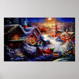 Hemma vid Julgran Poster