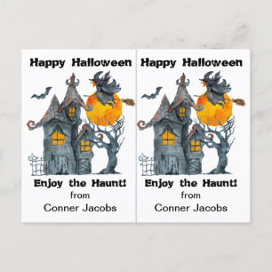Hemma Witch School Party Halloween Card Vykort
