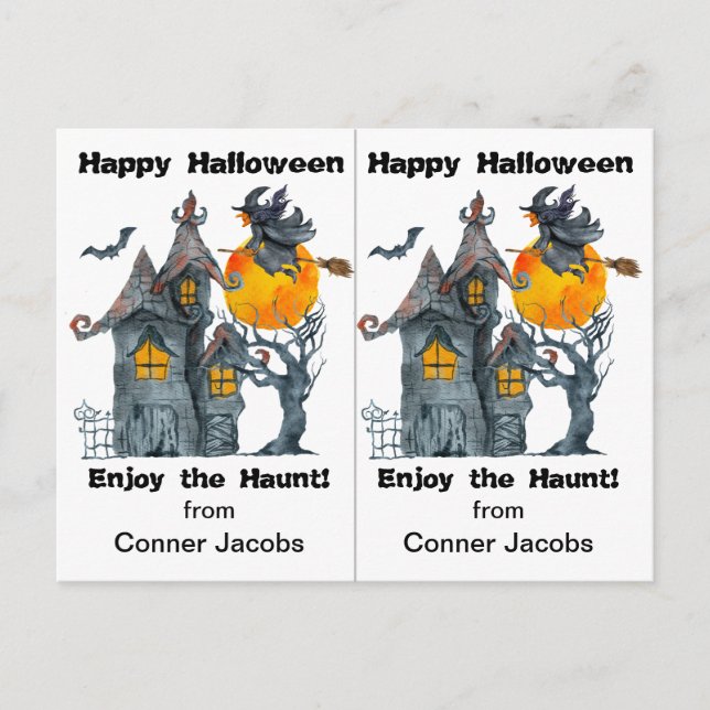 Hemma Witch School Party Halloween Card Vykort (Framsida)