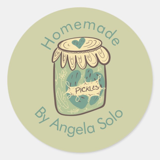 Hemmaade Pickles-märkning - affärspaket Runt Klistermärke (Framsida)