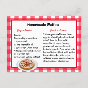Hemmaade Waffles-receptkort Vykort