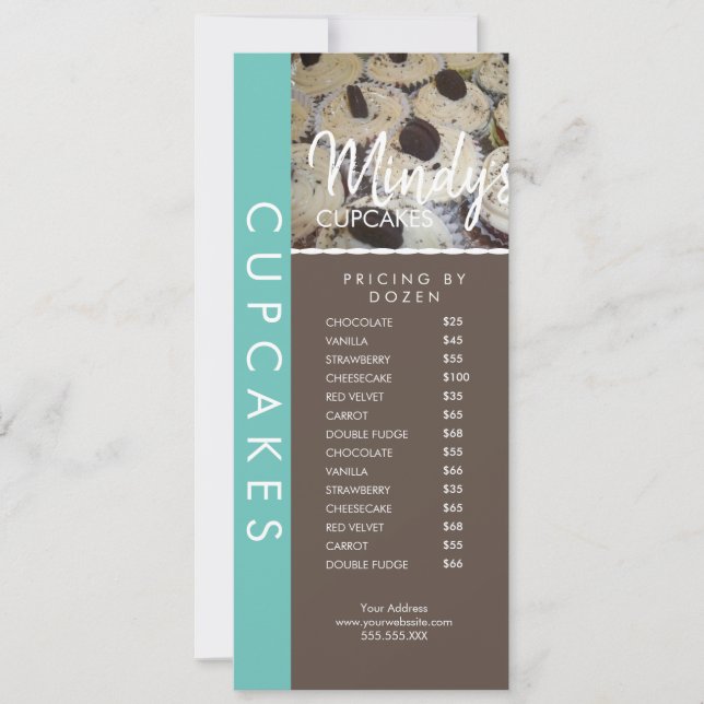 Hemmabakade Cupcakes Flyer Prislista C Inbjudningar (Framsida)