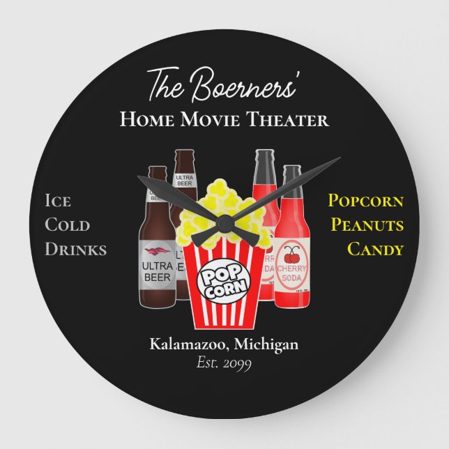 Hemmabioteater Beer Soda Wall Clock Stor Klocka (Framsida)