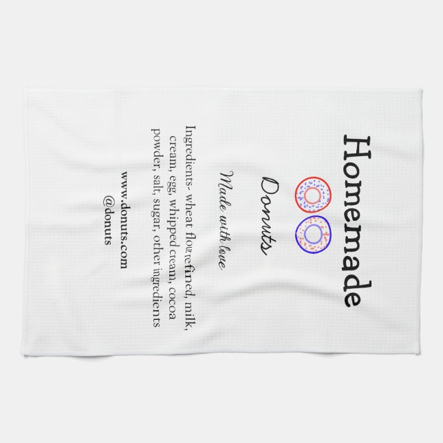 Hemmade donatorer som gjorts med kärlek lägger til kökshandduk (Horisontell)