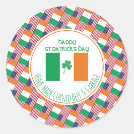 Hemmade IRISH AMERICAN Corned Beef Cabbage Runt Klistermärke