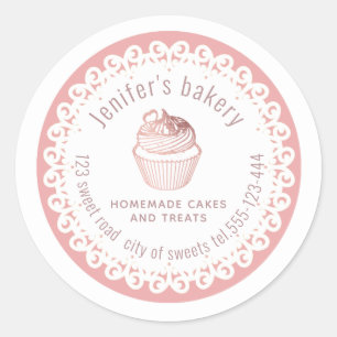 Hemmade muffinsar och behandlingar av Doily snöre Runt Klistermärke