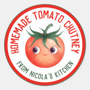 Hemmade tomatchutney med ditt eget recept runt klistermärke