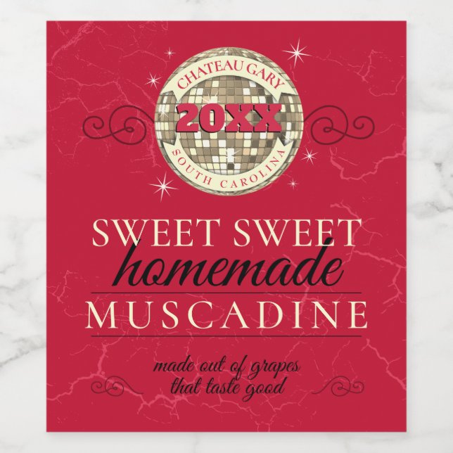 Hemmade vingårdar i Disco boll anpassningsbar färg Vinflaska Etikett (Singel etikett)