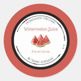 Hemmagjord Ekologisk Vattenmelonjuice Etikett Klis