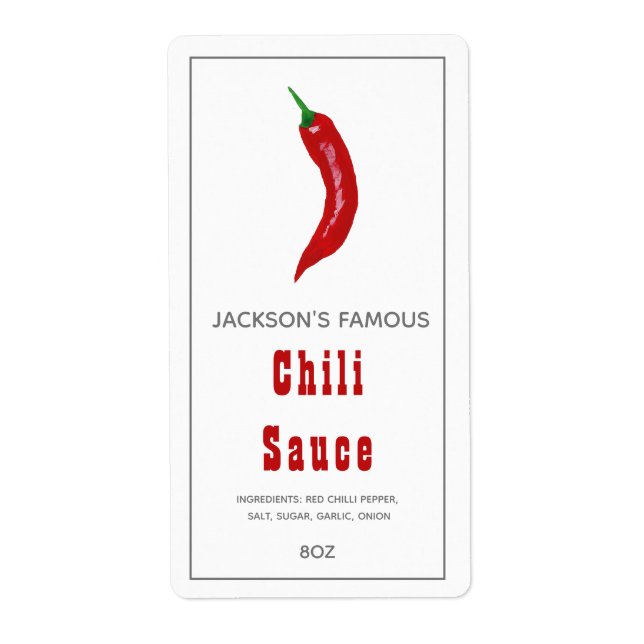 Hemmagjord het sauce | Chili sås Etikett Fraktsedel (Framsidan)