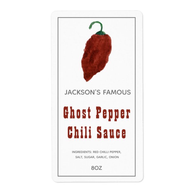Hemmagjord het sauce Ghost Pepper Chili Sauce Etik Fraktsedel (Framsidan)