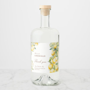 Hemmagjord Limoncello Akvarell Citroner Tack Spritflaskor Etikett