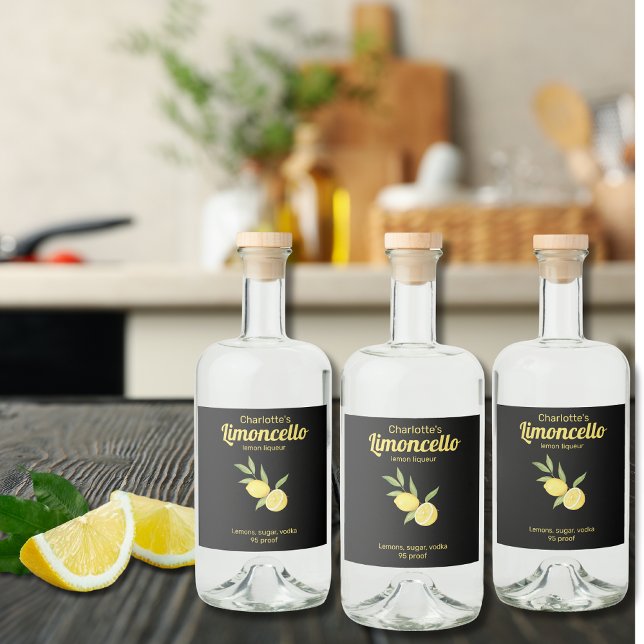 Hemmagjord  Limoncello Citronlikör Spritflaskor Etikett (Skapare uppladdad)