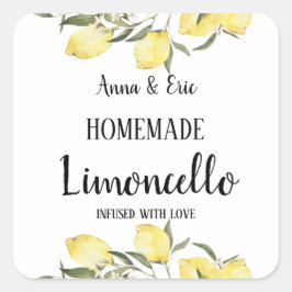 Hemmagjord Limoncello Elegant Modern Bröllop Fyrkantigt Klistermärke