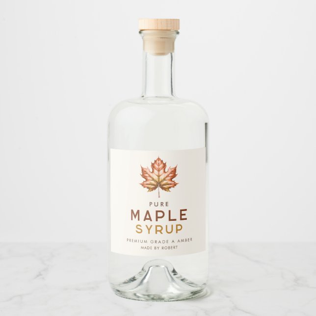 Hemmagjord lönnsirapsrecept spritflaskor etikett (Framsida)