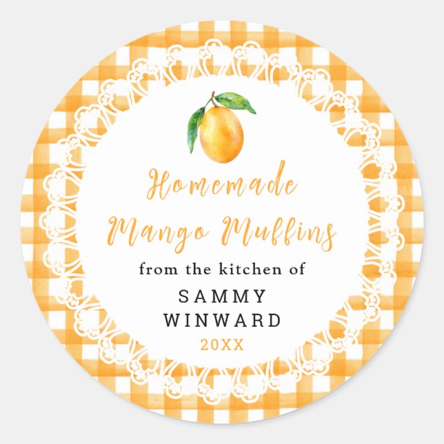 Hemmagjord Mango Muffin Etikett (Framsida)