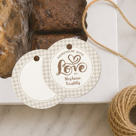 Hemmagjord med Kärlek Neutral Gingham Personlig Gåvor Etiketter
