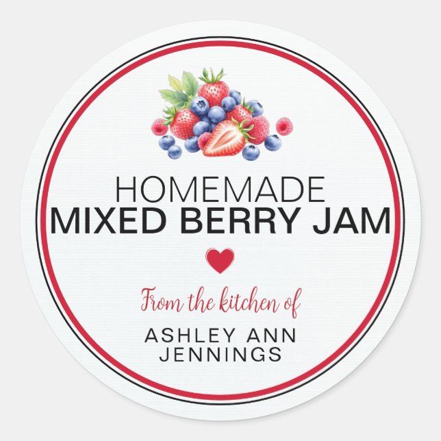 Hemmagjord Mixed Berry Sylt Etikett Personlig (Framsida)