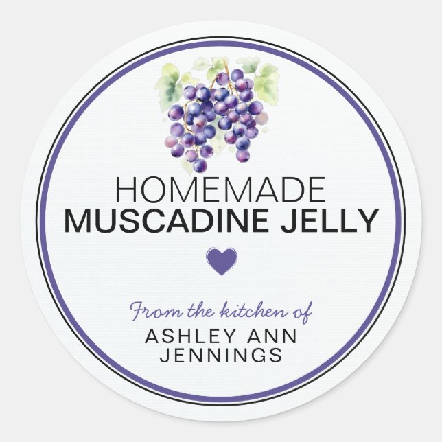 Hemmagjord Muscadine Gelé Etikett Konserveringsdek (Framsida)