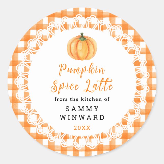Hemmagjord Pumpkin Spice Latte Etikett (Framsida)