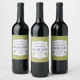 Hemmagjord Sloe Gin-etikett Vinflaska Etikett