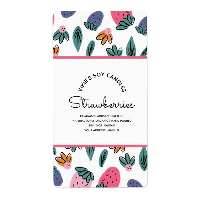 Hemmagjorda Ljus Affär Jordgubb Muster Fraktsedel (Framsidan)