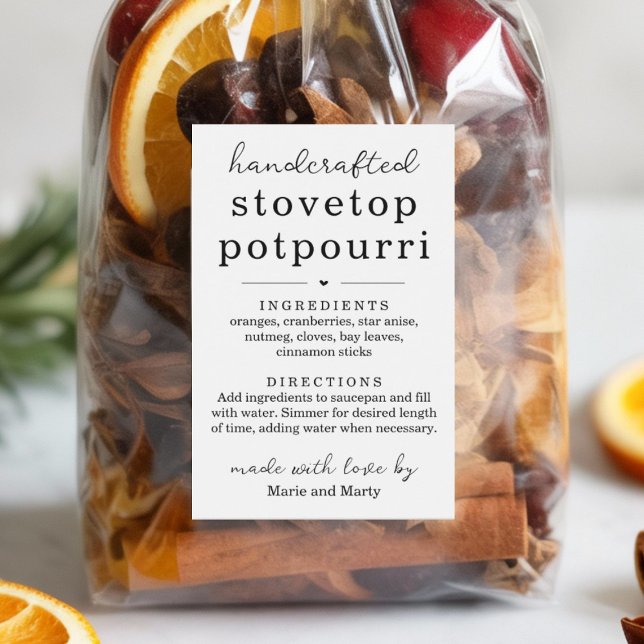 Hemmagjorda spishällsdoftblandning presentetikette mat etikett (Skapare uppladdad)